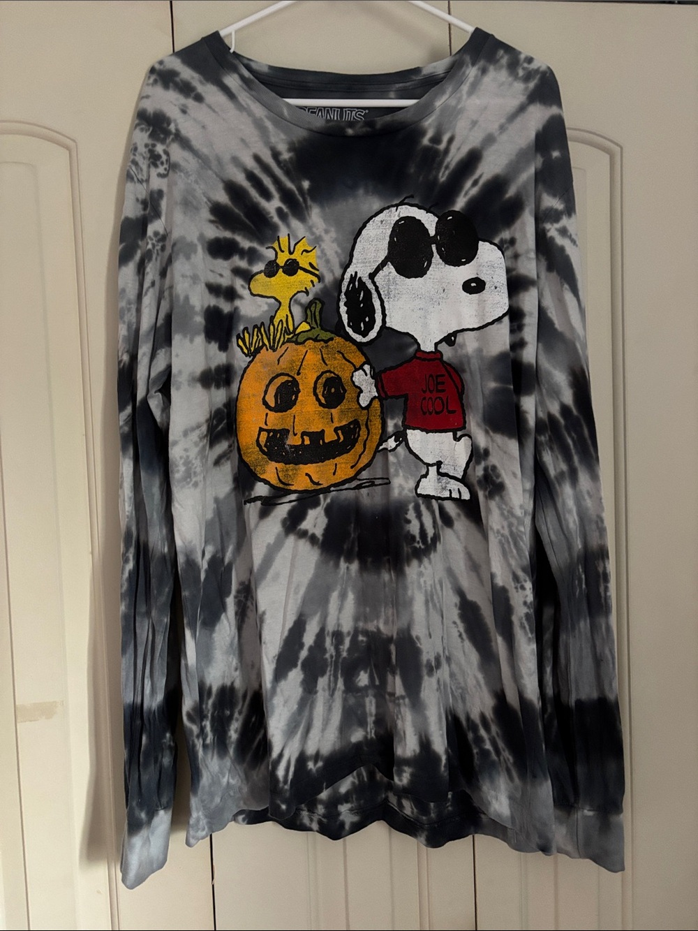 Peanuts Tie-Dye 'Joe Cool' Long Sleeve Top - Black, White, Yellow, Orange, Red